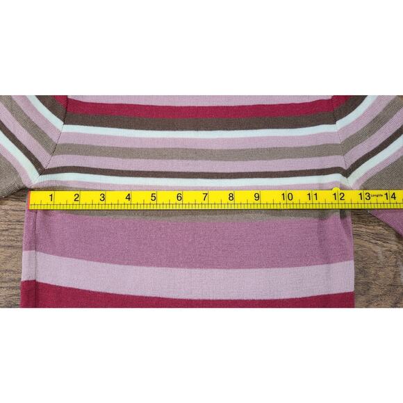 Vintage Turtleneck Sweater Wool Blend Dark Pink Striped Size Sm Knit - Picture 5 of 8